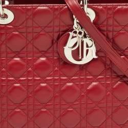 Dior Red Cannage Leather Large Lady Dior Tote