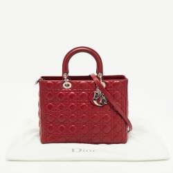 Dior Red Cannage Leather Large Lady Dior Tote