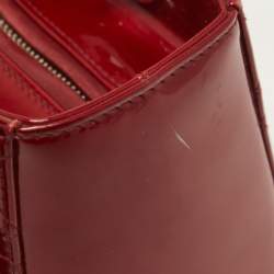 Pre Owned Dior Red Cannage Patent Leather Medium Lady Dior Tote