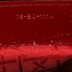 Pre Owned Dior Red Cannage Patent Leather Medium Lady Dior Tote