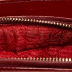 Pre Owned Dior Red Cannage Patent Leather Medium Lady Dior Tote