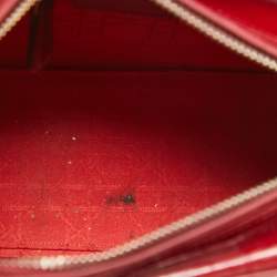 Pre Owned Dior Red Cannage Patent Leather Medium Lady Dior Tote