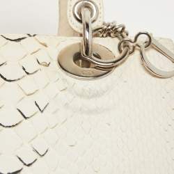 Pre Owned Dior White/Black Python Medium Lady Dior Tote