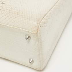 Pre Owned Dior White/Black Python Medium Lady Dior Tote