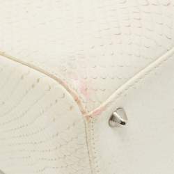 Pre Owned Dior White/Black Python Medium Lady Dior Tote