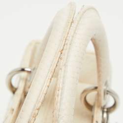 Pre Owned Dior White/Black Python Medium Lady Dior Tote