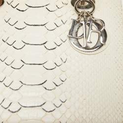 Pre Owned Dior White/Black Python Medium Lady Dior Tote