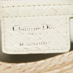 Pre Owned Dior White/Black Python Medium Lady Dior Tote