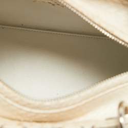 Pre Owned Dior White/Black Python Medium Lady Dior Tote