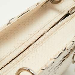 Pre Owned Dior White/Black Python Medium Lady Dior Tote