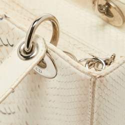 Pre Owned Dior White/Black Python Medium Lady Dior Tote