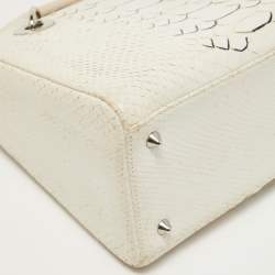 Pre Owned Dior White/Black Python Medium Lady Dior Tote