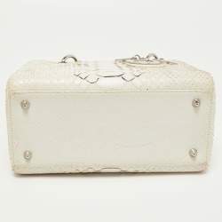 Pre Owned Dior White/Black Python Medium Lady Dior Tote
