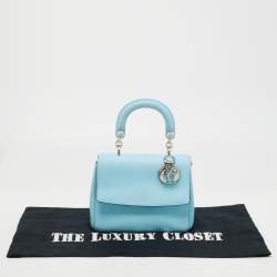 Dior Sky Blue Leather Mini Be Dior Top Handle Bag
