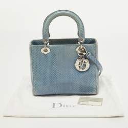 Pre Owned Dior Blue Python Medium Lady Dior Tote