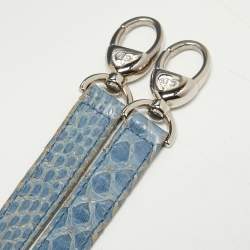 Pre Owned Dior Blue Python Medium Lady Dior Tote