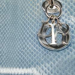 Pre Owned Dior Blue Python Medium Lady Dior Tote