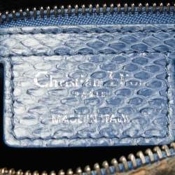 Pre Owned Dior Blue Python Medium Lady Dior Tote