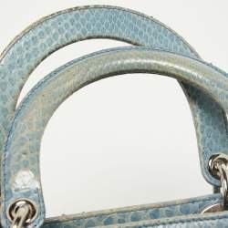 Pre Owned Dior Blue Python Medium Lady Dior Tote