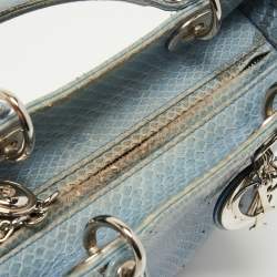 Pre Owned Dior Blue Python Medium Lady Dior Tote