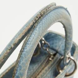 Pre Owned Dior Blue Python Medium Lady Dior Tote
