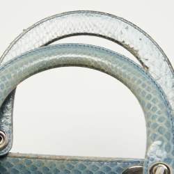 Pre Owned Dior Blue Python Medium Lady Dior Tote