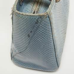 Pre Owned Dior Blue Python Medium Lady Dior Tote