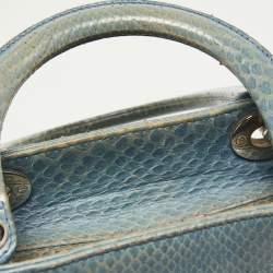 Pre Owned Dior Blue Python Medium Lady Dior Tote