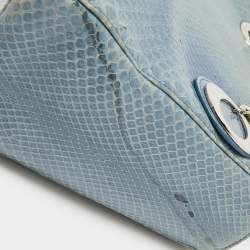 Pre Owned Dior Blue Python Medium Lady Dior Tote