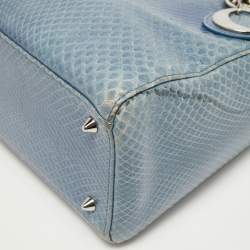 Pre Owned Dior Blue Python Medium Lady Dior Tote