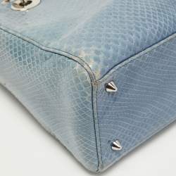 Pre Owned Dior Blue Python Medium Lady Dior Tote
