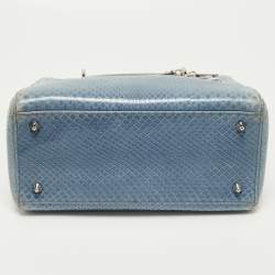 Pre Owned Dior Blue Python Medium Lady Dior Tote