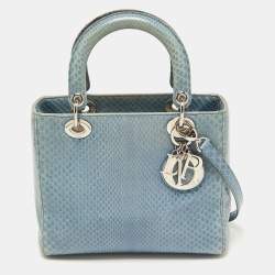 Dior Blue Python Medium Lady Dior Tote