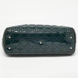 Dior Green Cannage Patent Leather Soft Lady Dior Shopper Tote