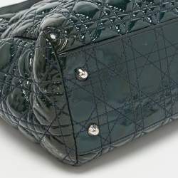 Dior Green Cannage Patent Leather Soft Lady Dior Shopper Tote