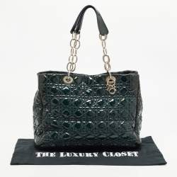 Dior Green Cannage Patent Leather Soft Lady Dior Shopper Tote