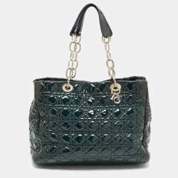 Dior Green Cannage Patent Leather Soft Lady Dior Shopper Tote