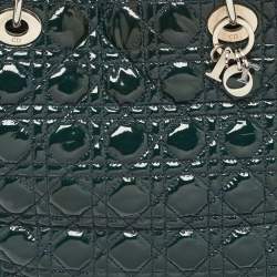 Dior Green Cannage Patent Leather Soft Lady Dior Shopper Tote