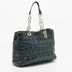 Dior Green Cannage Patent Leather Soft Lady Dior Shopper Tote