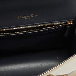 Pre Owned Dior Metallic Gold Micro Cannage Patent Leather Medium Diorama Shoulder Bag