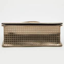 Pre Owned Dior Metallic Gold Micro Cannage Patent Leather Medium Diorama Shoulder Bag