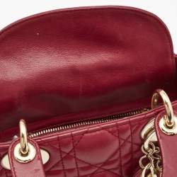 Dior Red Cannage Leather Mini Lady Dior Tote