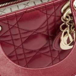Dior Red Cannage Leather Mini Lady Dior Tote