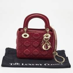 Dior Red Cannage Leather Mini Lady Dior Tote