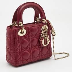 Dior Red Cannage Leather Mini Lady Dior Tote