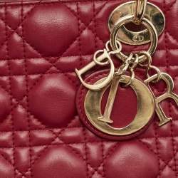 Dior Red Cannage Leather Mini Lady Dior Tote