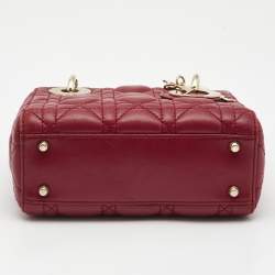 Dior Red Cannage Leather Mini Lady Dior Tote