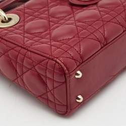 Dior Red Cannage Leather Mini Lady Dior Tote