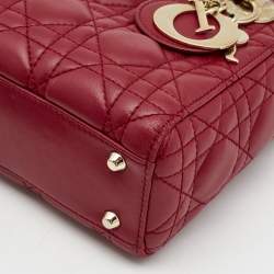 Dior Red Cannage Leather Mini Lady Dior Tote