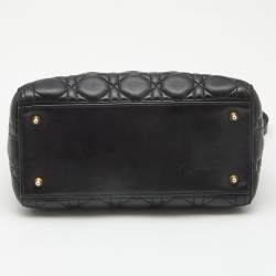 Pre Owned Dior Black Cannage Leather Medium Lady Dior Tote